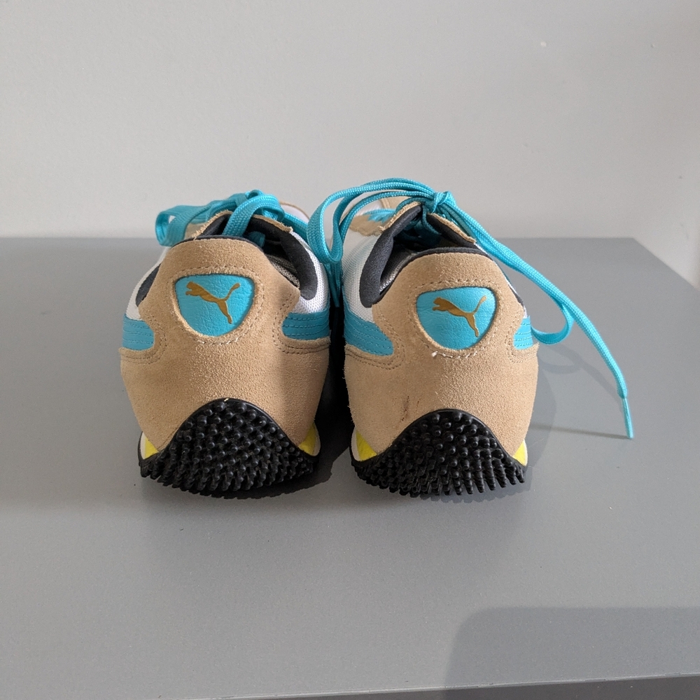 PUMA Speeder US Wmns 9 White Tan Blue Lace up Sneakers Sport Lifestyle - Picture 4 of 7